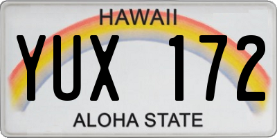 HI license plate YUX172