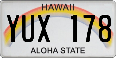 HI license plate YUX178