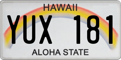 HI license plate YUX181