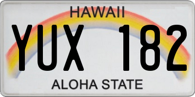 HI license plate YUX182
