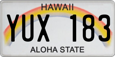 HI license plate YUX183