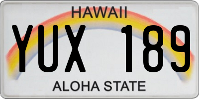 HI license plate YUX189