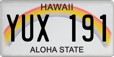 HI license plate YUX191