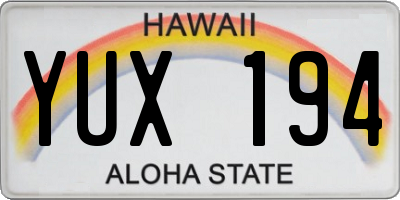 HI license plate YUX194