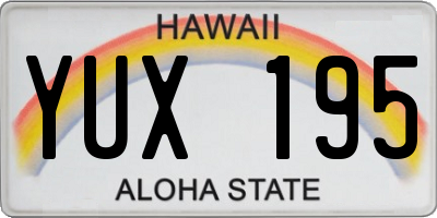 HI license plate YUX195
