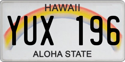 HI license plate YUX196