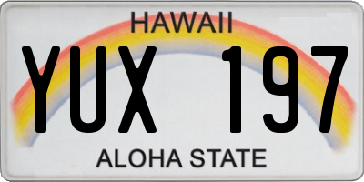 HI license plate YUX197