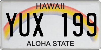 HI license plate YUX199