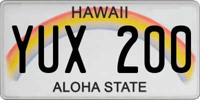 HI license plate YUX200
