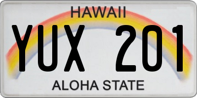 HI license plate YUX201