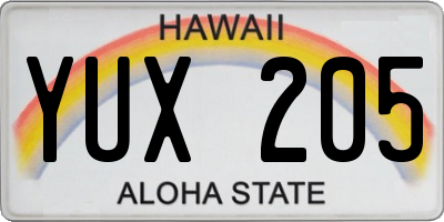 HI license plate YUX205