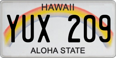 HI license plate YUX209