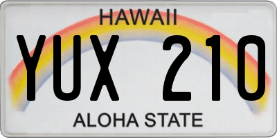 HI license plate YUX210