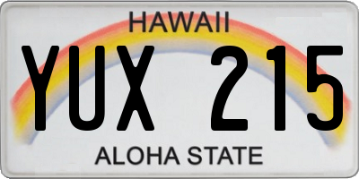 HI license plate YUX215