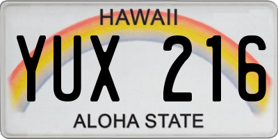 HI license plate YUX216