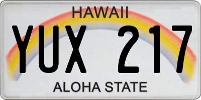 HI license plate YUX217