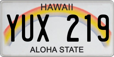 HI license plate YUX219