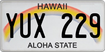 HI license plate YUX229