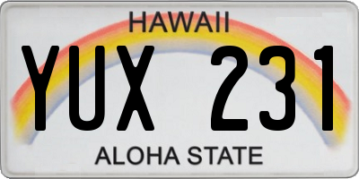 HI license plate YUX231