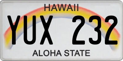 HI license plate YUX232