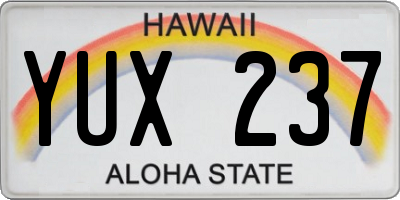 HI license plate YUX237