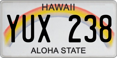 HI license plate YUX238