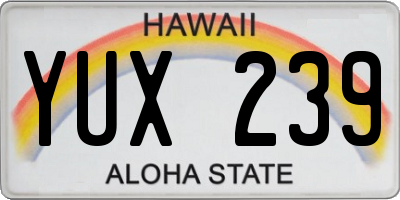 HI license plate YUX239
