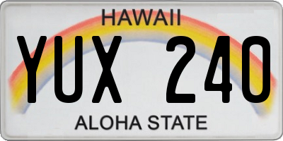 HI license plate YUX240