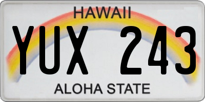 HI license plate YUX243