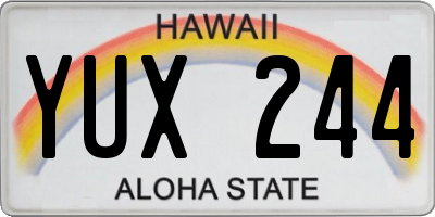 HI license plate YUX244