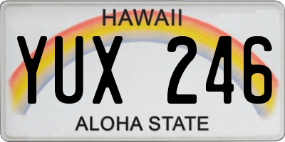 HI license plate YUX246