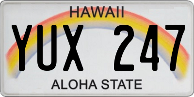 HI license plate YUX247
