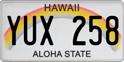 HI license plate YUX258