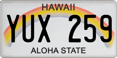 HI license plate YUX259