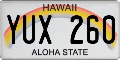 HI license plate YUX260