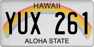 HI license plate YUX261