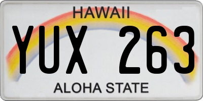 HI license plate YUX263