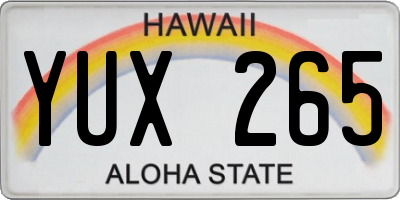 HI license plate YUX265