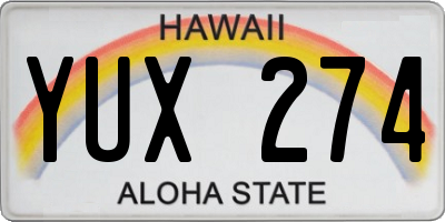 HI license plate YUX274