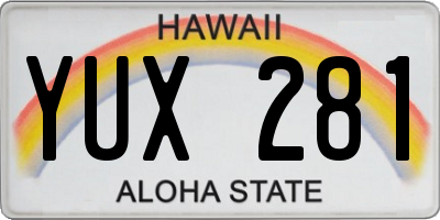 HI license plate YUX281