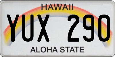 HI license plate YUX290