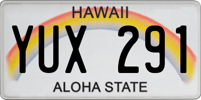 HI license plate YUX291