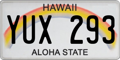 HI license plate YUX293