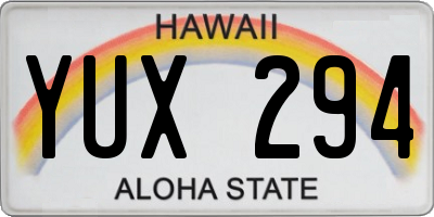 HI license plate YUX294