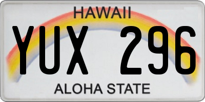 HI license plate YUX296