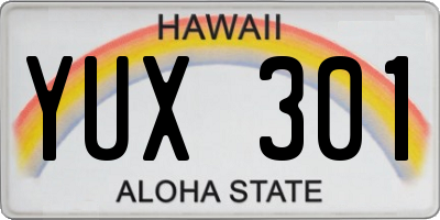 HI license plate YUX301