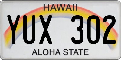 HI license plate YUX302
