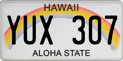 HI license plate YUX307
