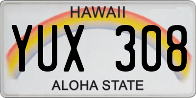 HI license plate YUX308