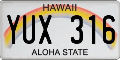 HI license plate YUX316